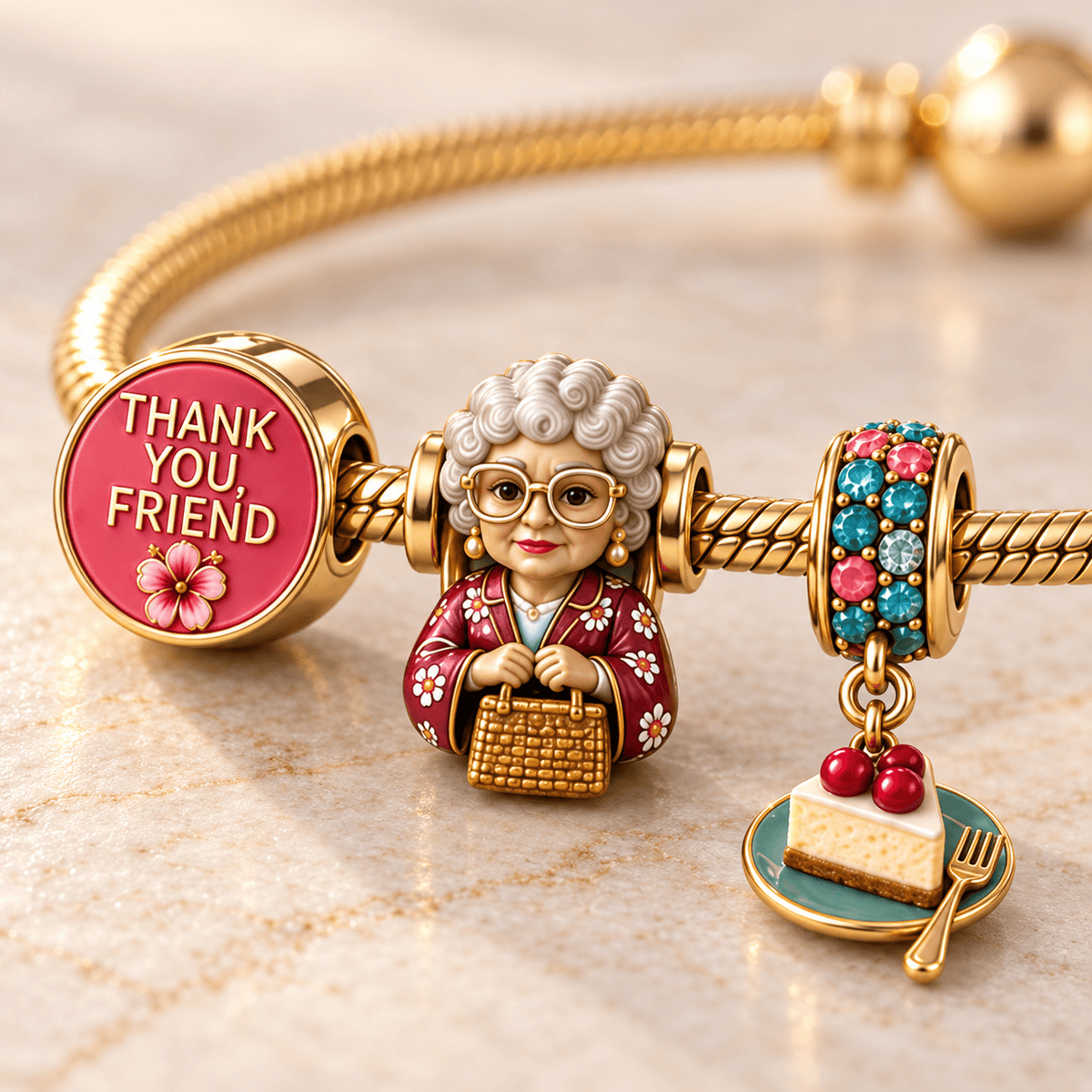 TGG Gold Charm Bracelet Set HQH