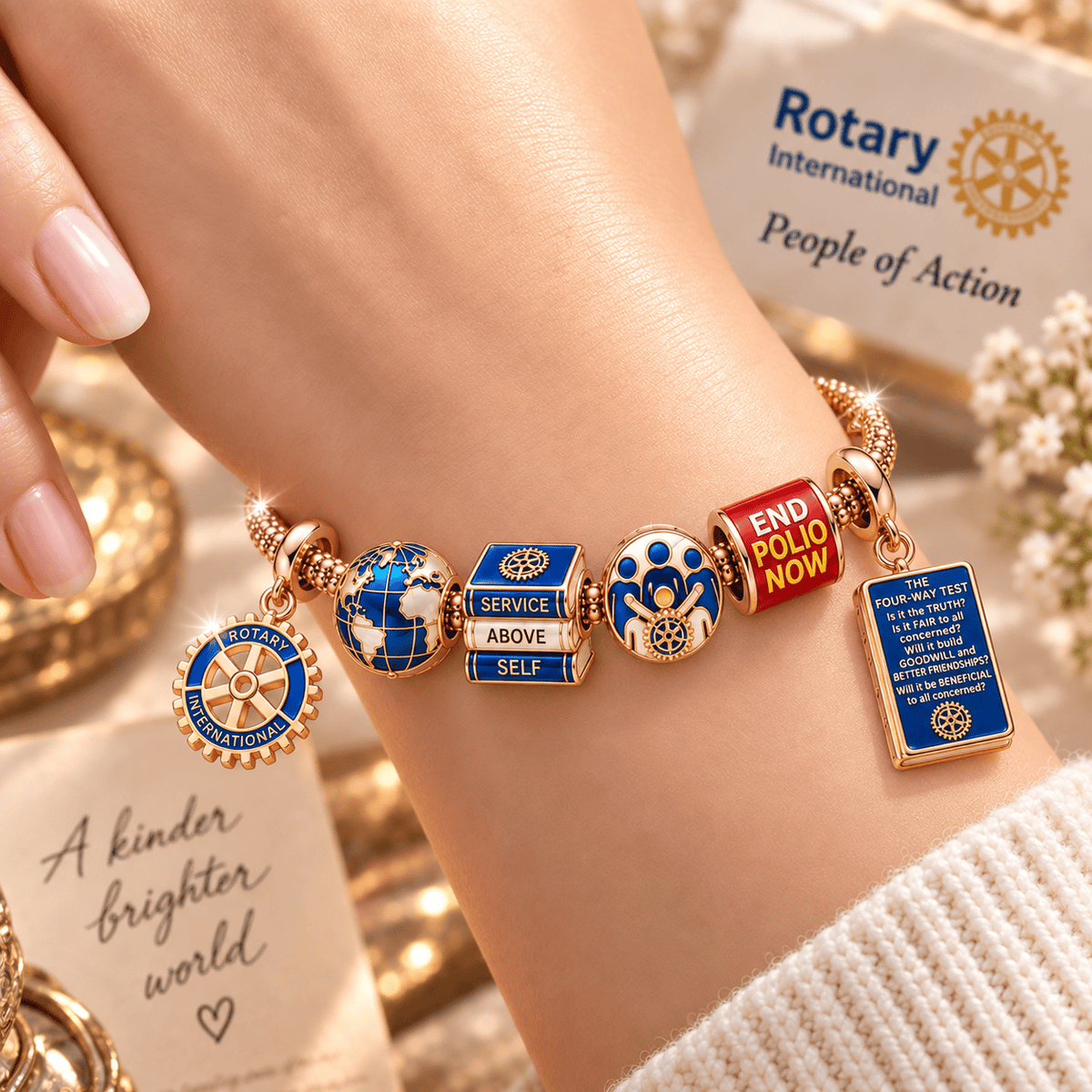ROTI Rose Gold Charm Bracelet Set TTTT