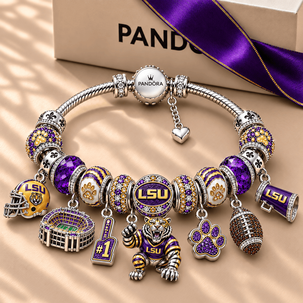LSU Silver Charm Bracelet Set NTTB