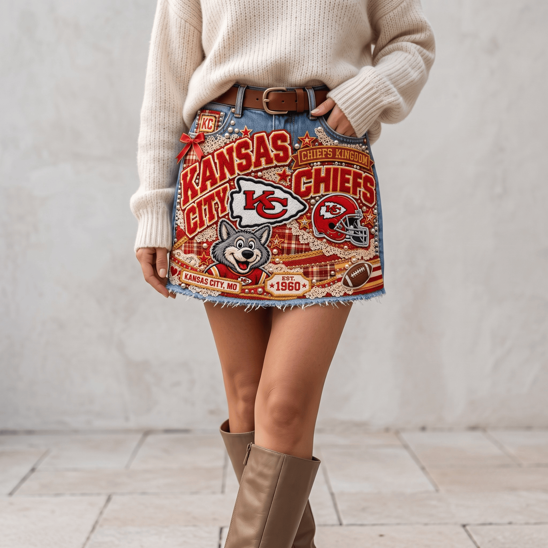 KCC Embellished Denim Skirt NTKO