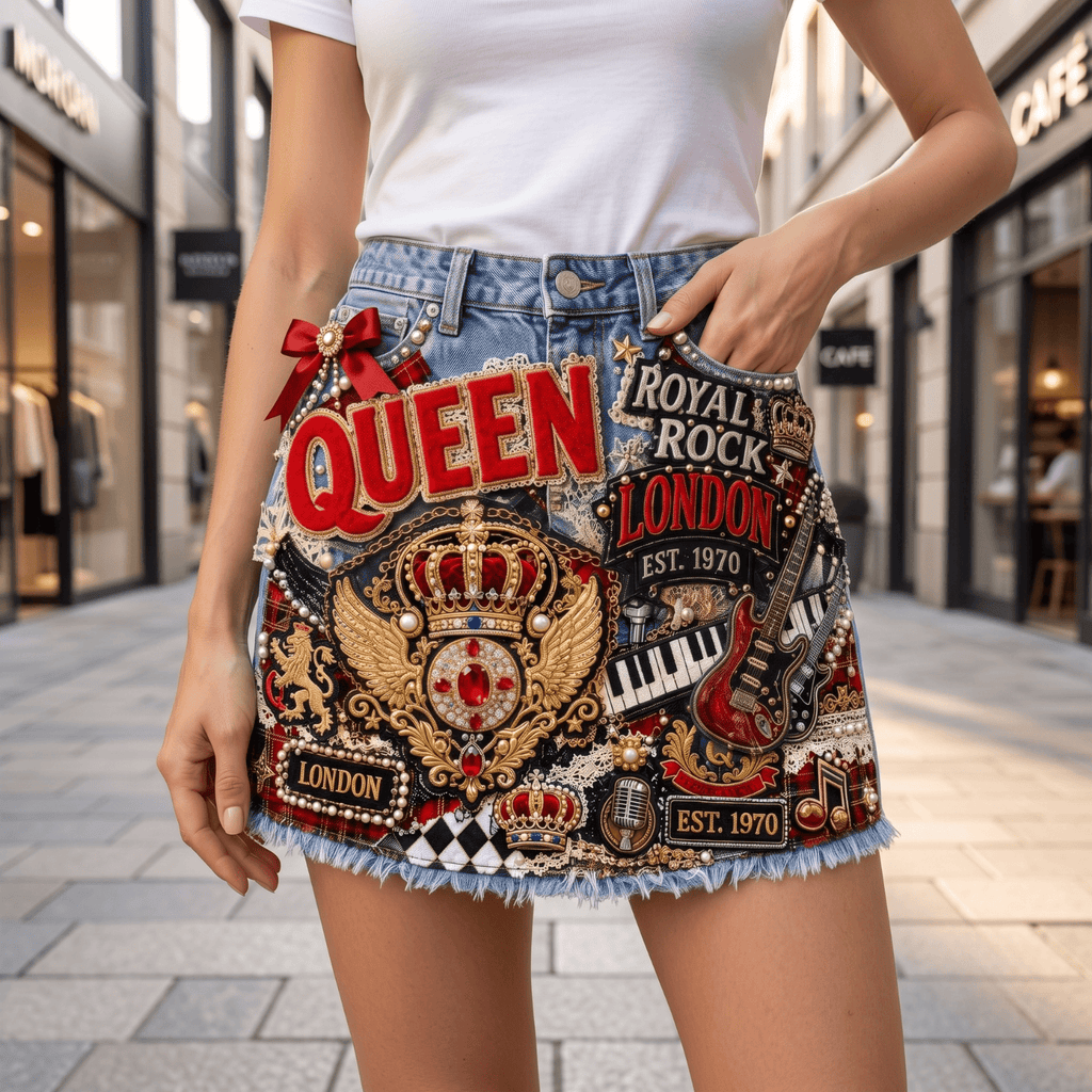 QNN Embellished Denim Skirt NTKO