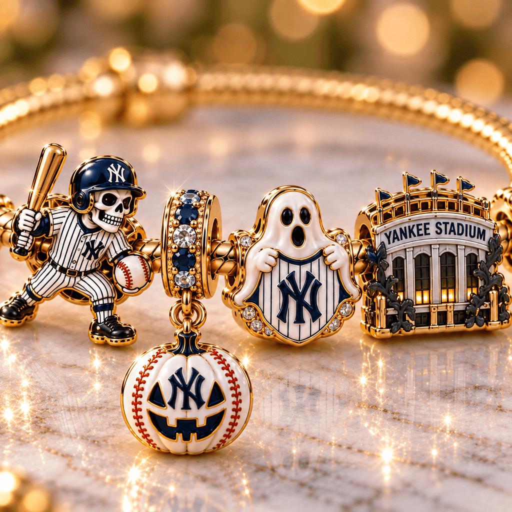 NYY Gold Charm Bracelet Set NHVH
