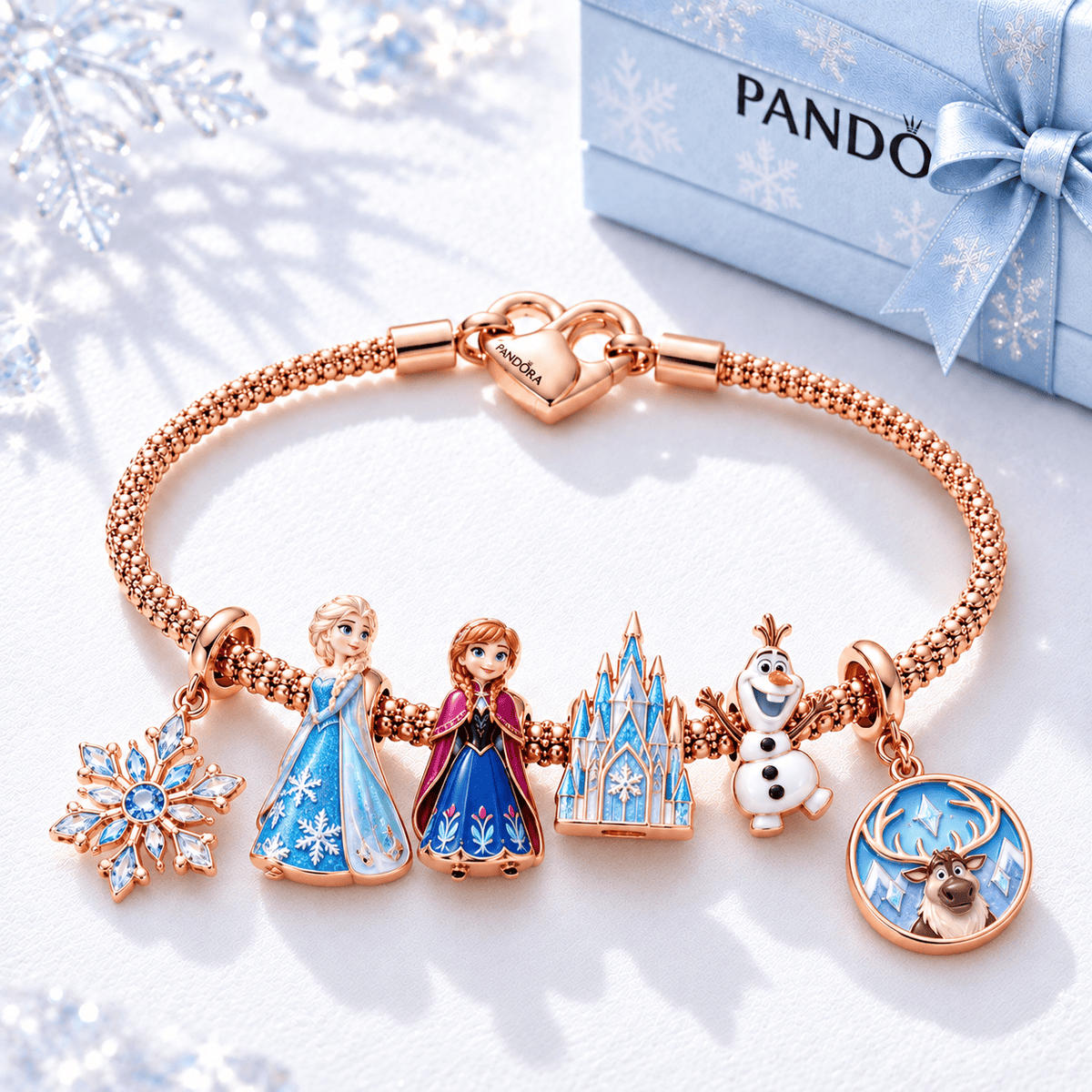 FRZ Rose Gold Charm Bracelet Set TTTT