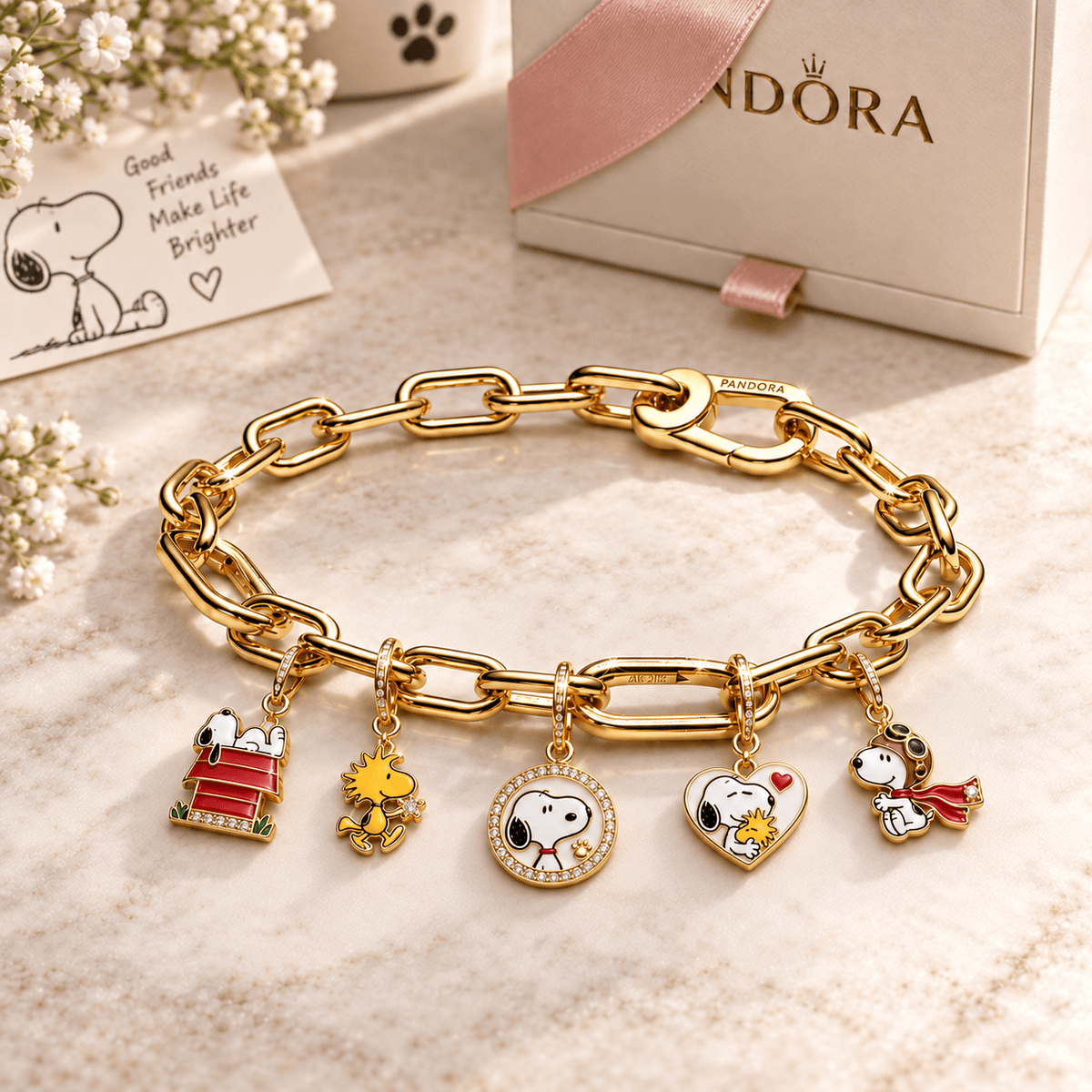 SNPY Gold Charm Bracelet Set BMD