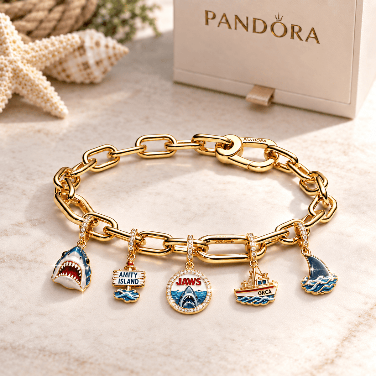 JAWS Gold Charm Bracelet Set BMD