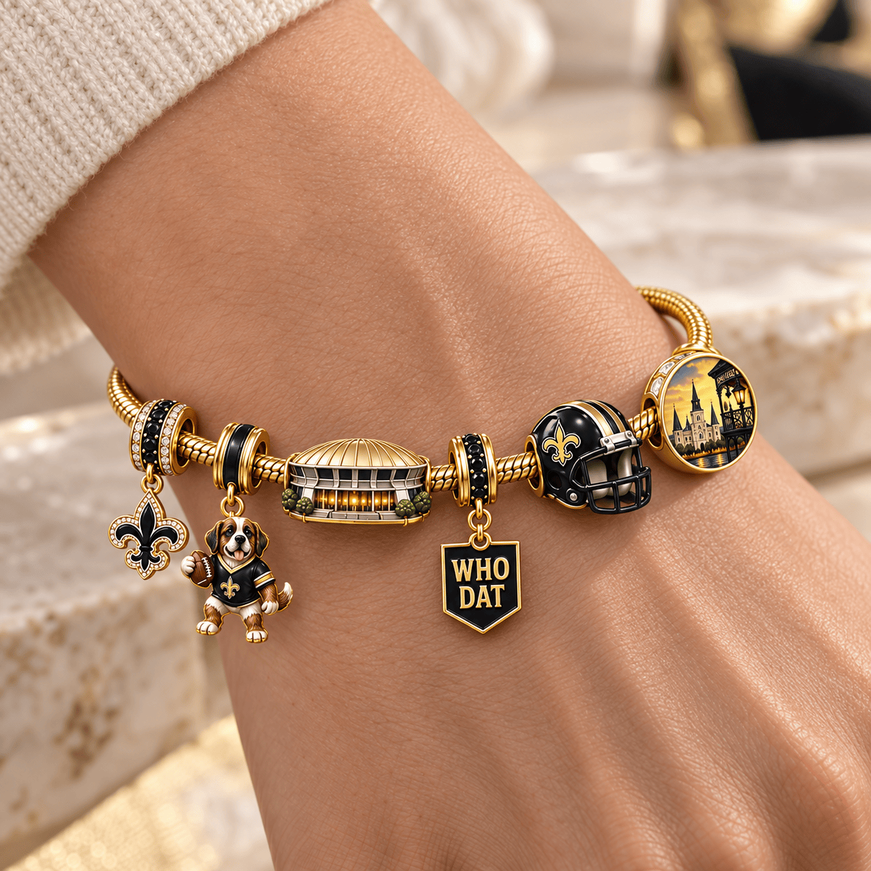 NOS Gold Charm Bracelet Set HQH