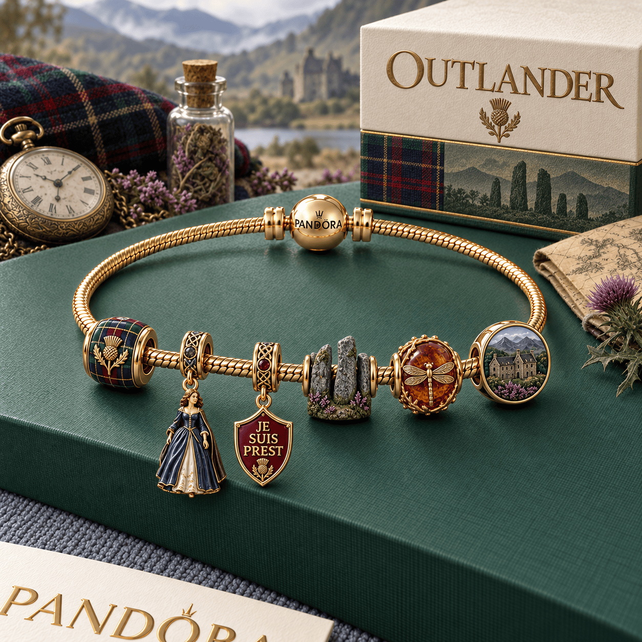 OLD Gold Charm Bracelet Set HQH