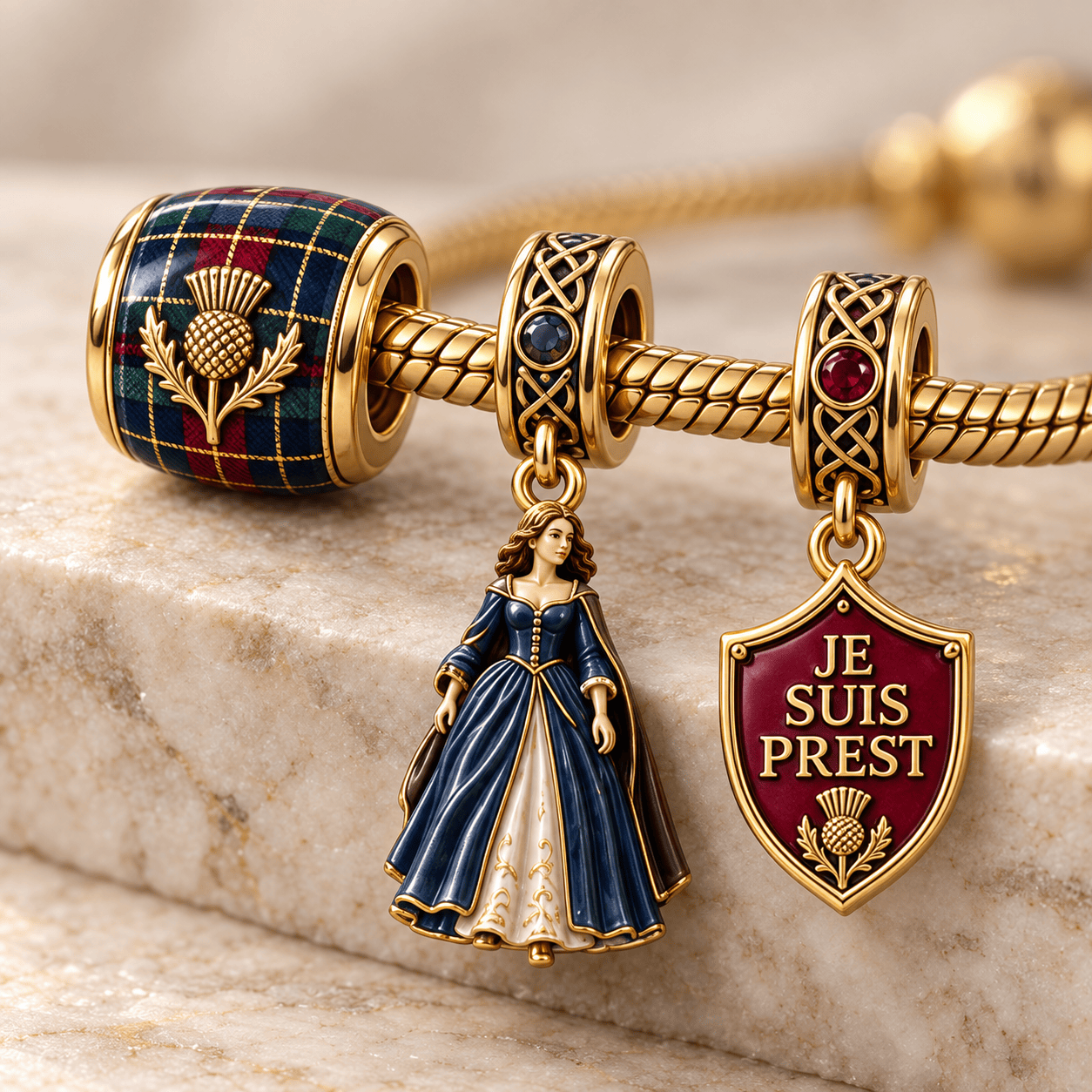 OLD Gold Charm Bracelet Set HQH