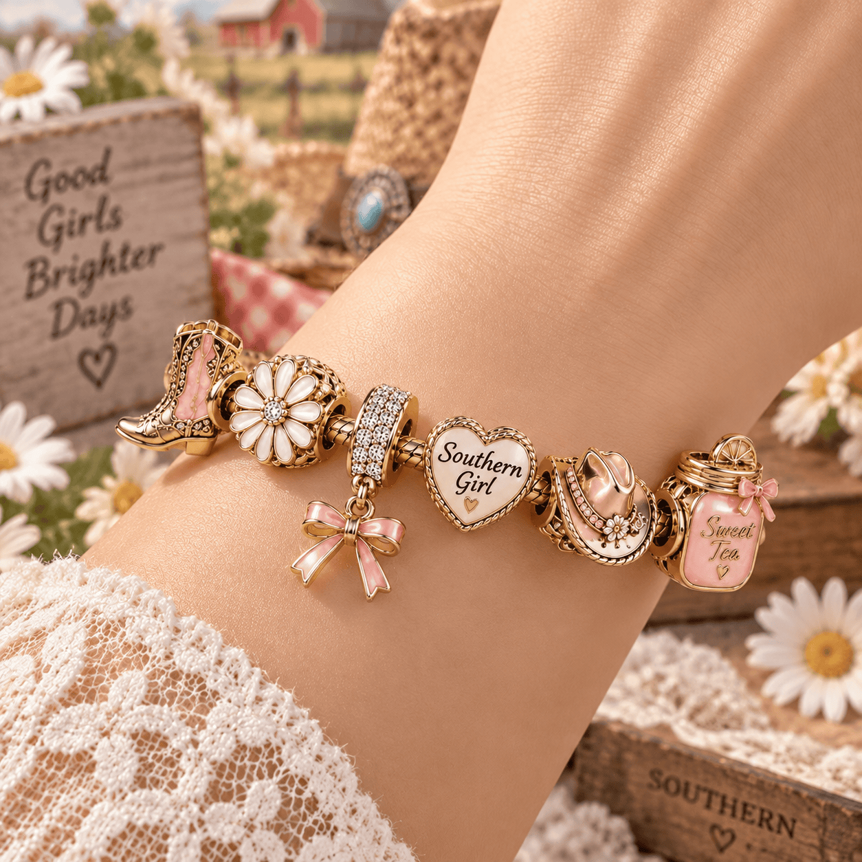 STG Gold Charm Bracelet Set TTN