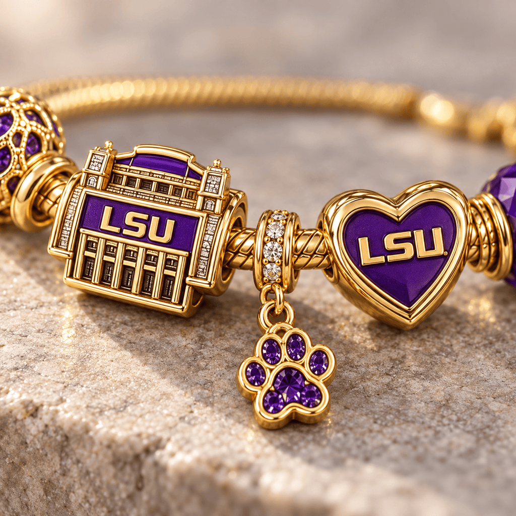 LSU Gold Charm Bracelet Set PTKL