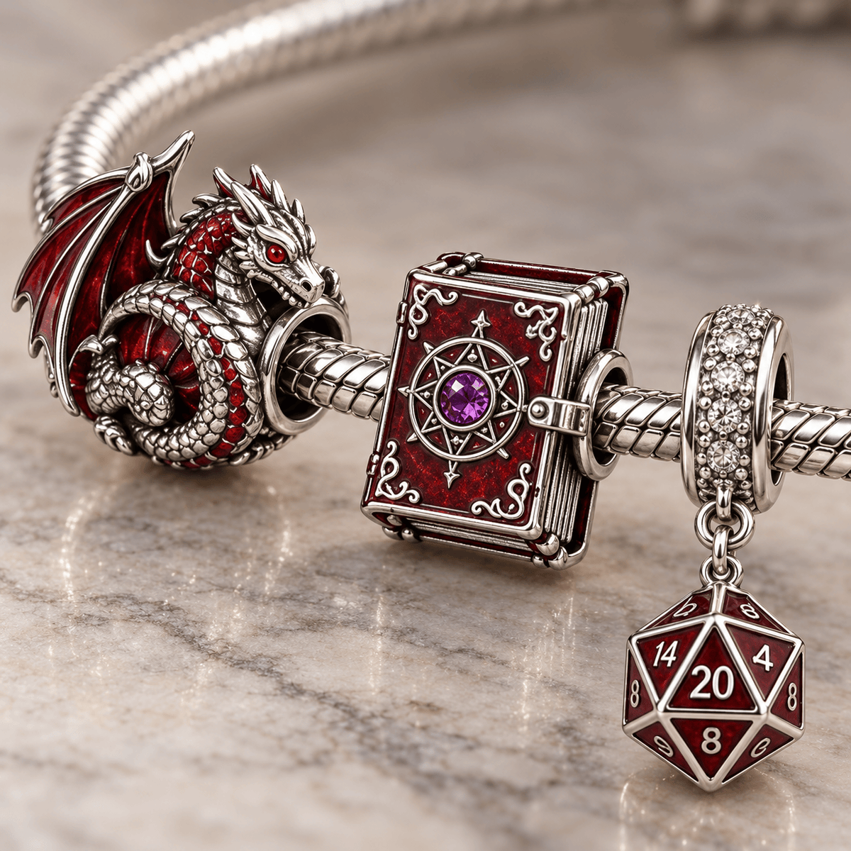 DND Silver Charm Bracelet Set PTKL