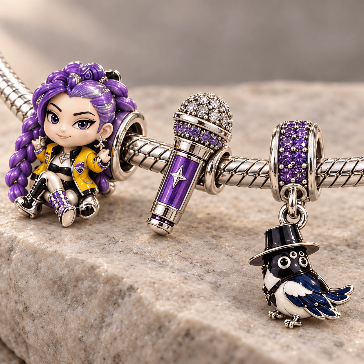 KDH Silver Charm Bracelet Set PTKL