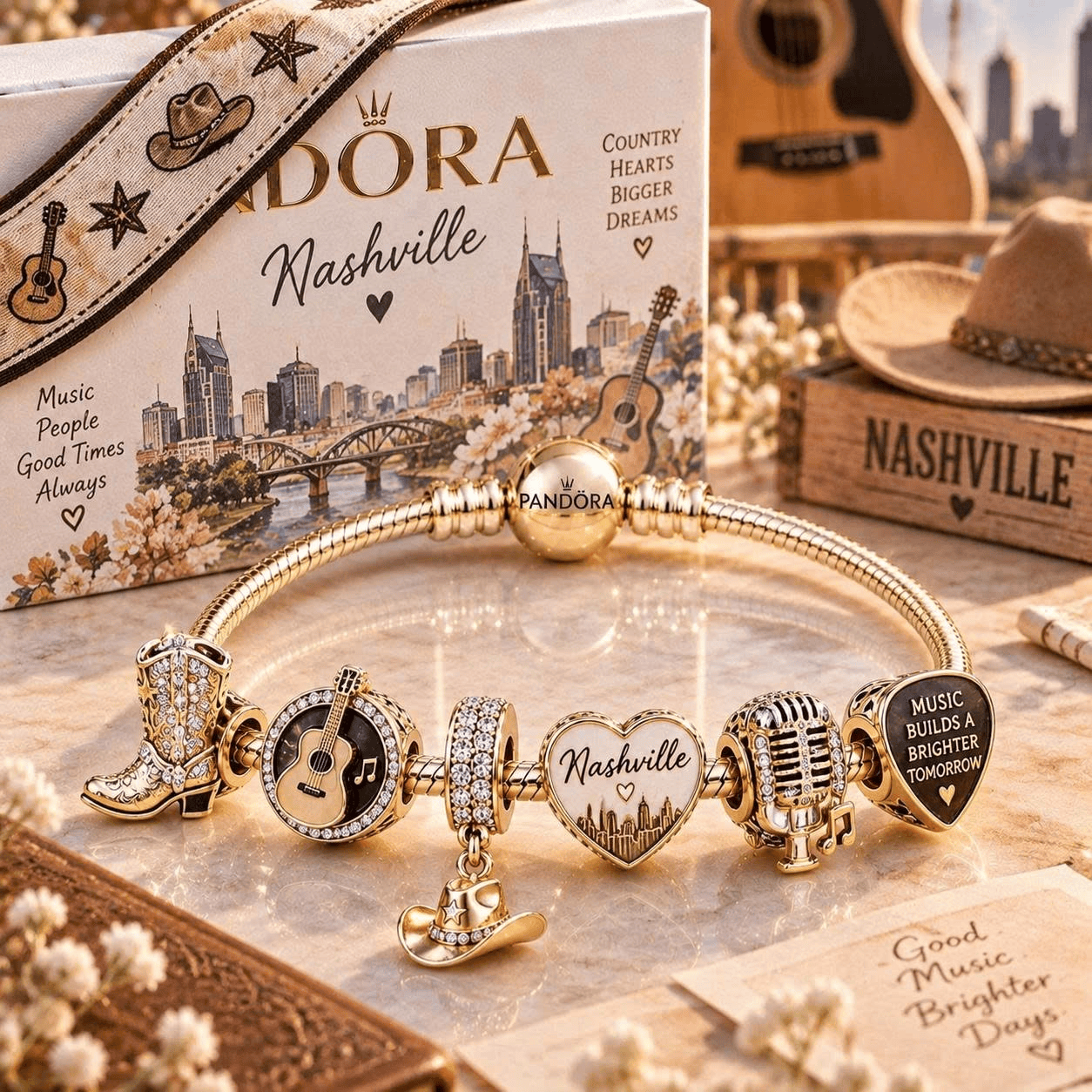 NVLS Gold Charm Bracelet Set TTN