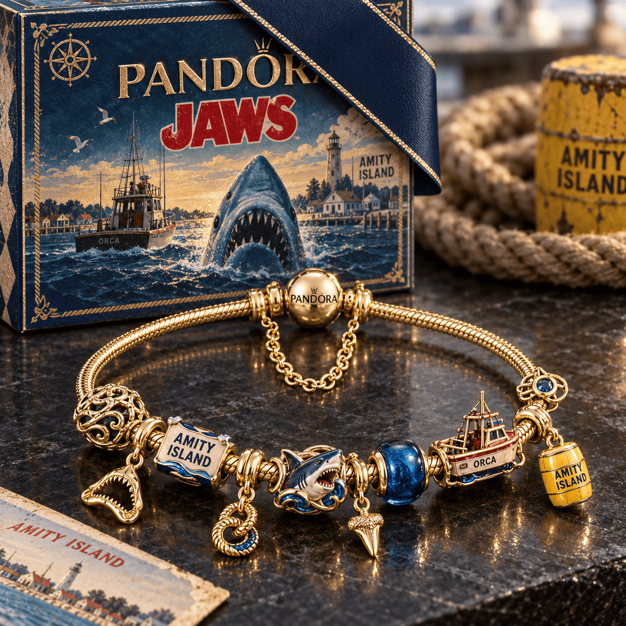 JAWS Gold Charm Bracelet Set PTKL