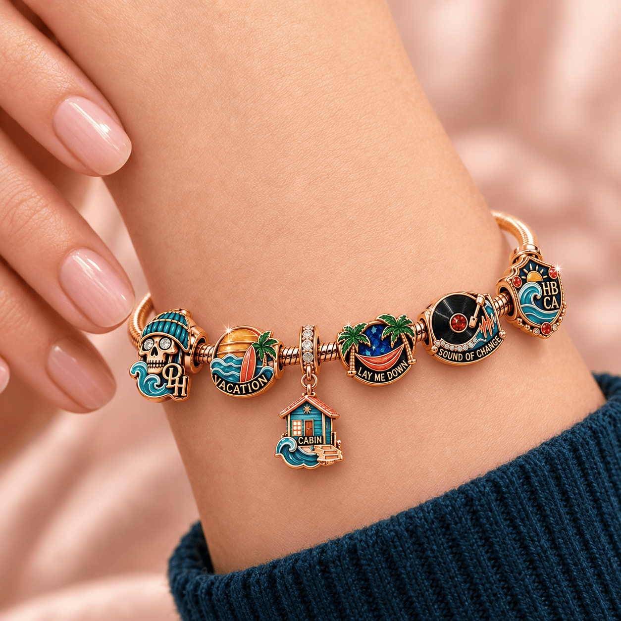 TDHS Rose Gold Charm Bracelet Set TMH