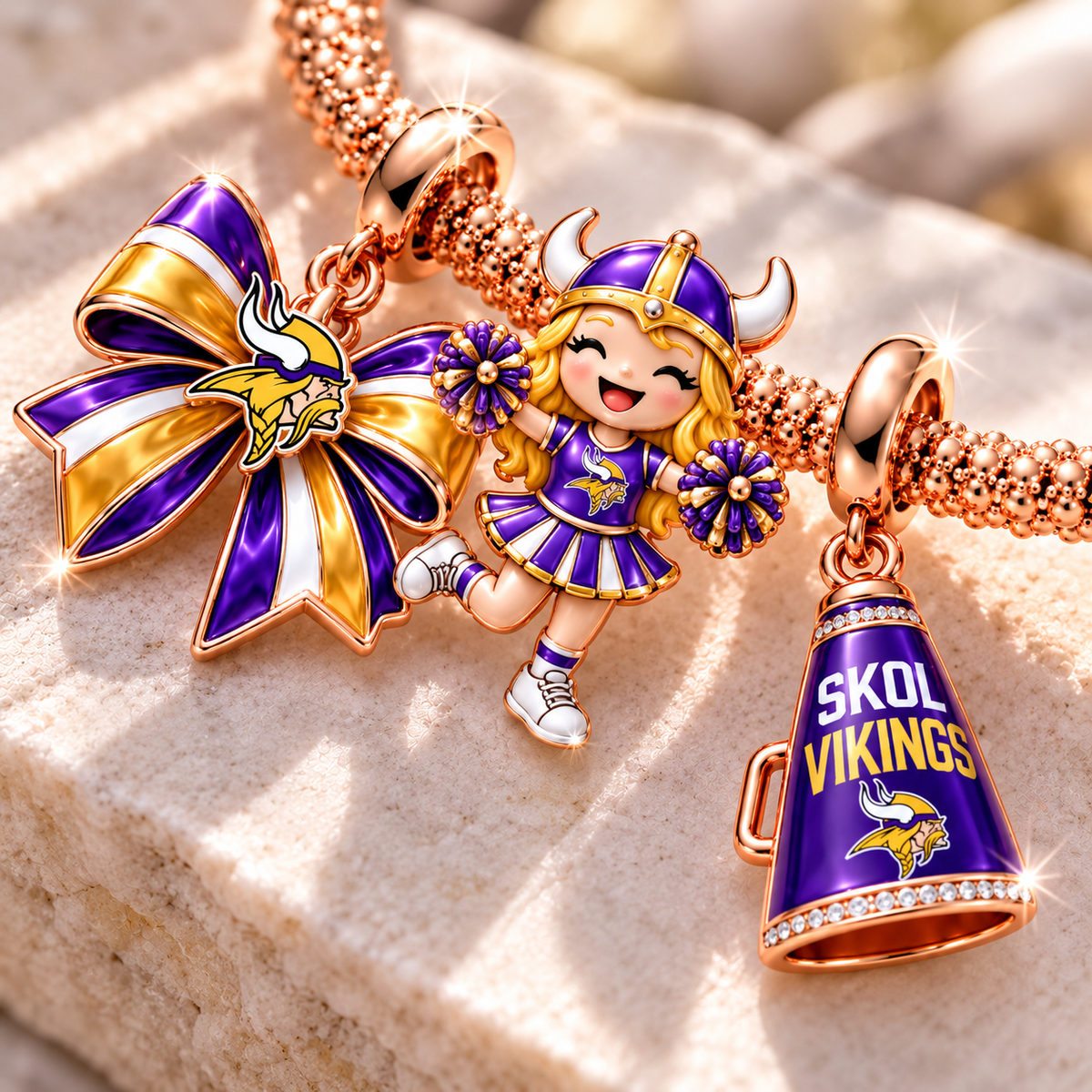 MNVK Rose Gold Charm Bracelet Set TTTT
