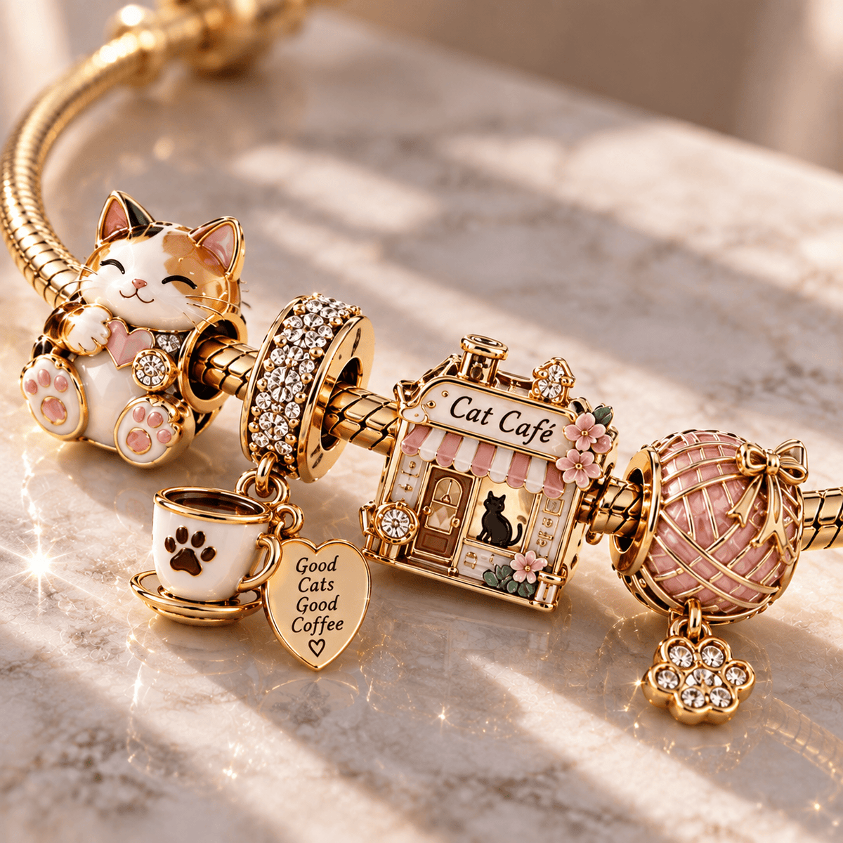 CCF Gold Charm Bracelet Set PTT