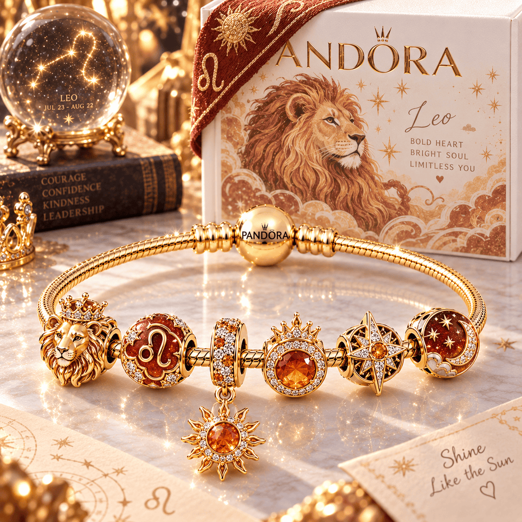LEO Gold Charm Bracelet Set PTT