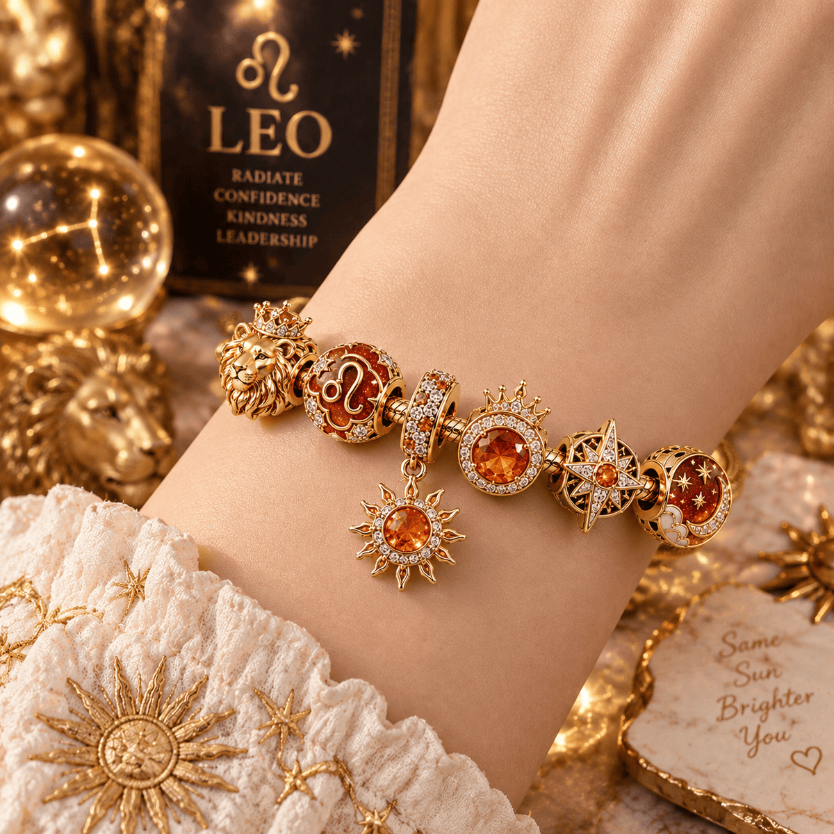 LEO Gold Charm Bracelet Set PTT
