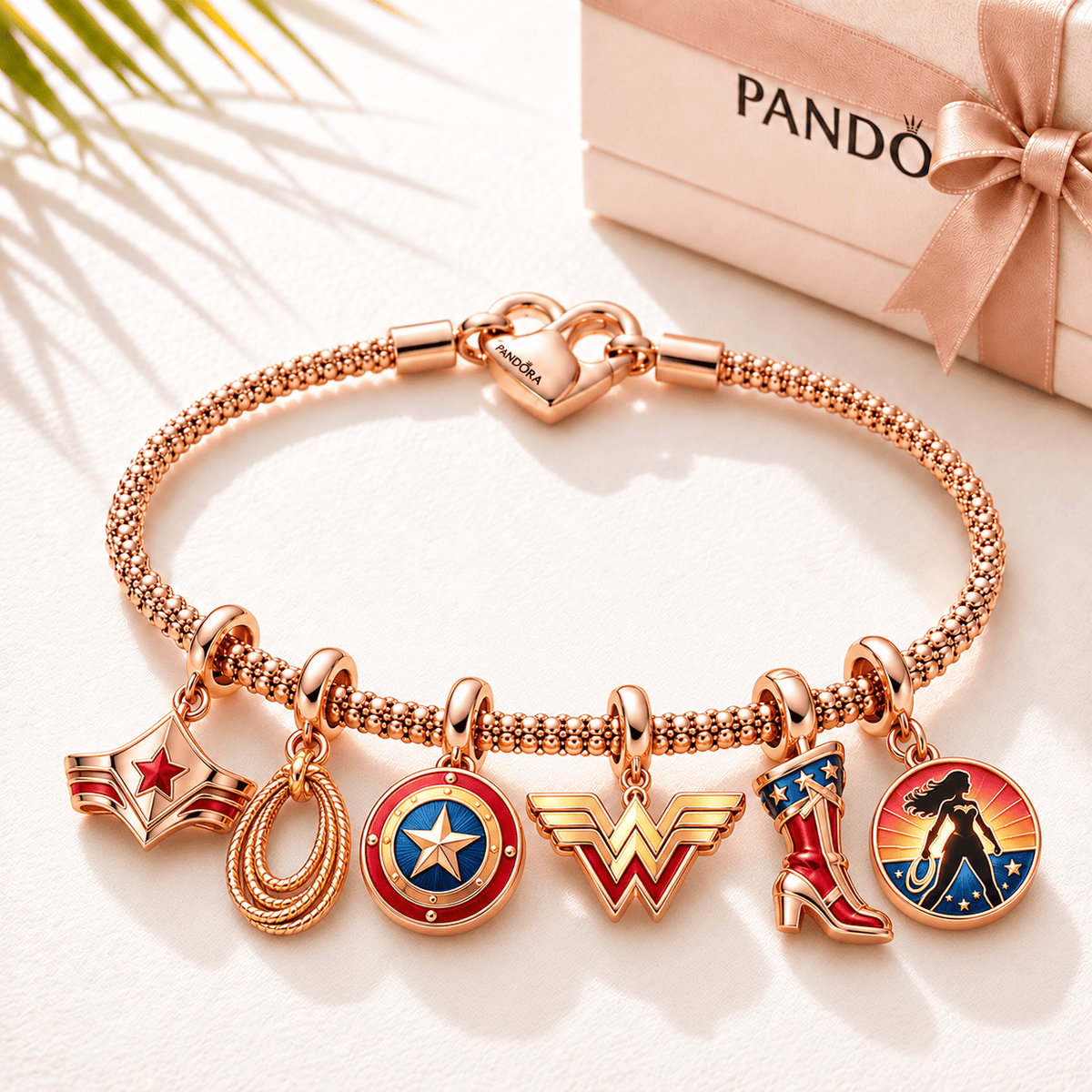 WDWM Rose Gold Charm Bracelet Set TTTT