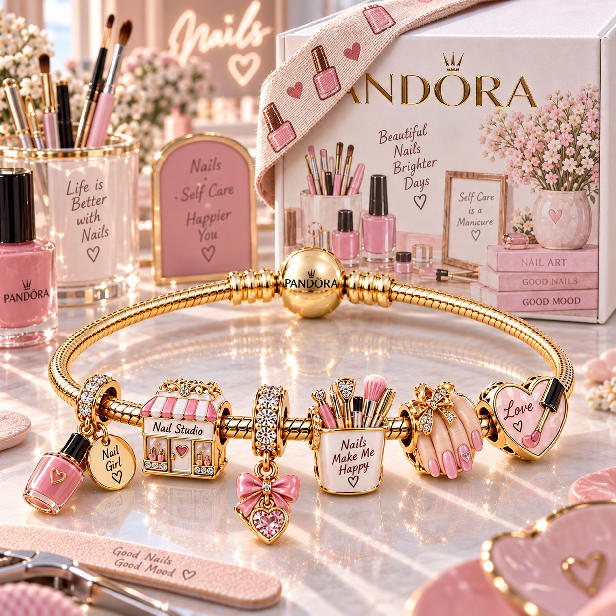 NAIL Gold Charm Bracelet Set PTT