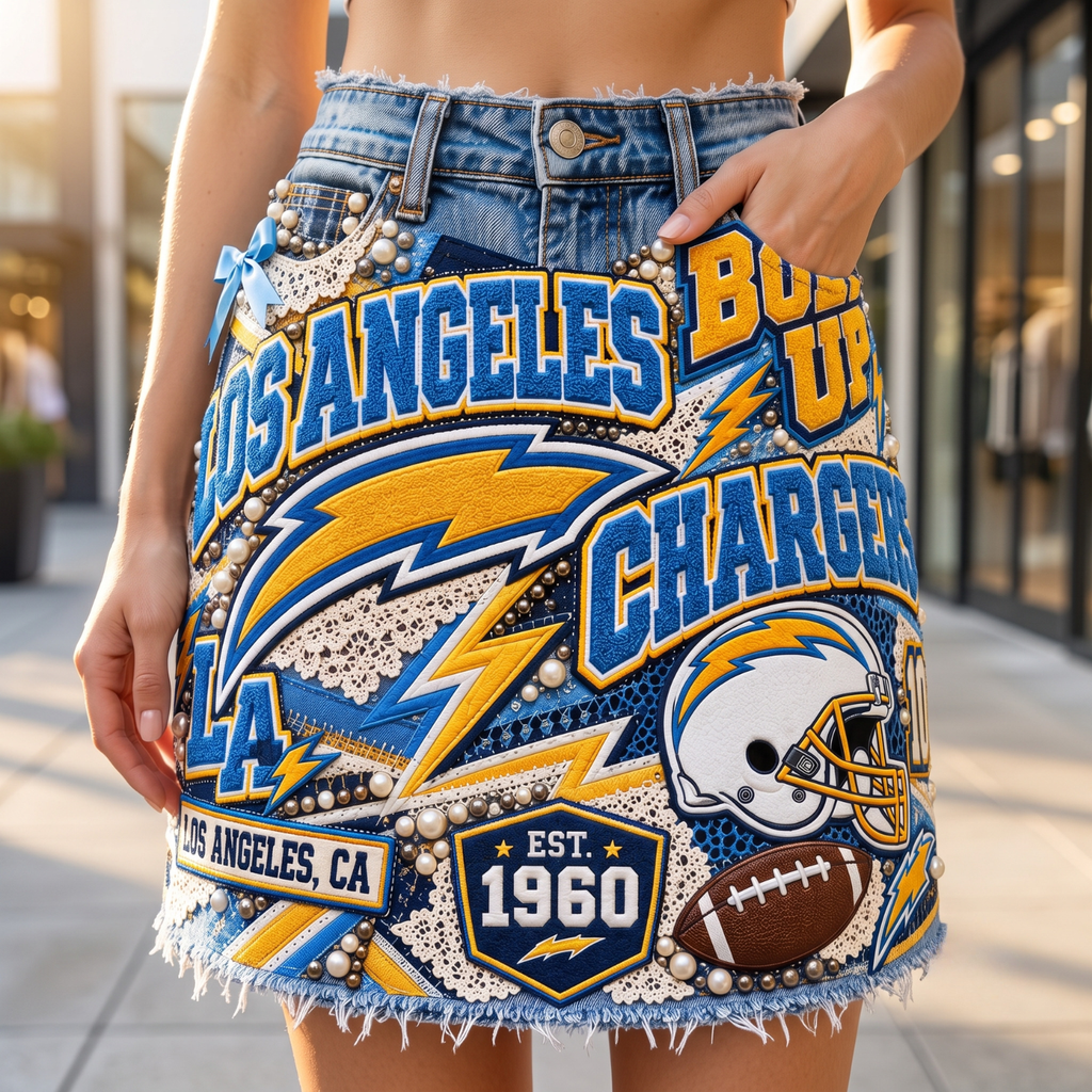 LAC Embellished Denim Skirt NTKO