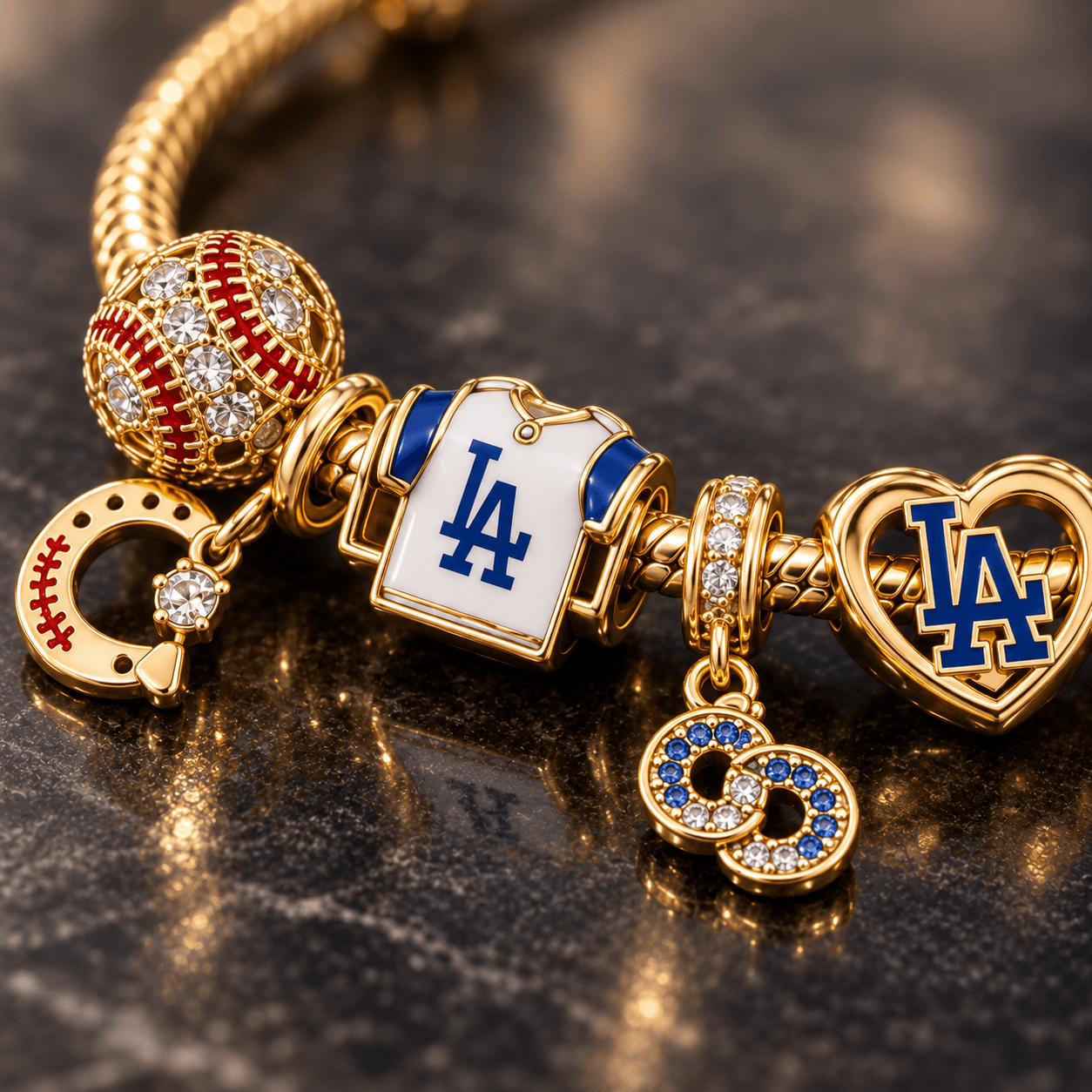 LAD Gold Charm Bracelet Set PTKL