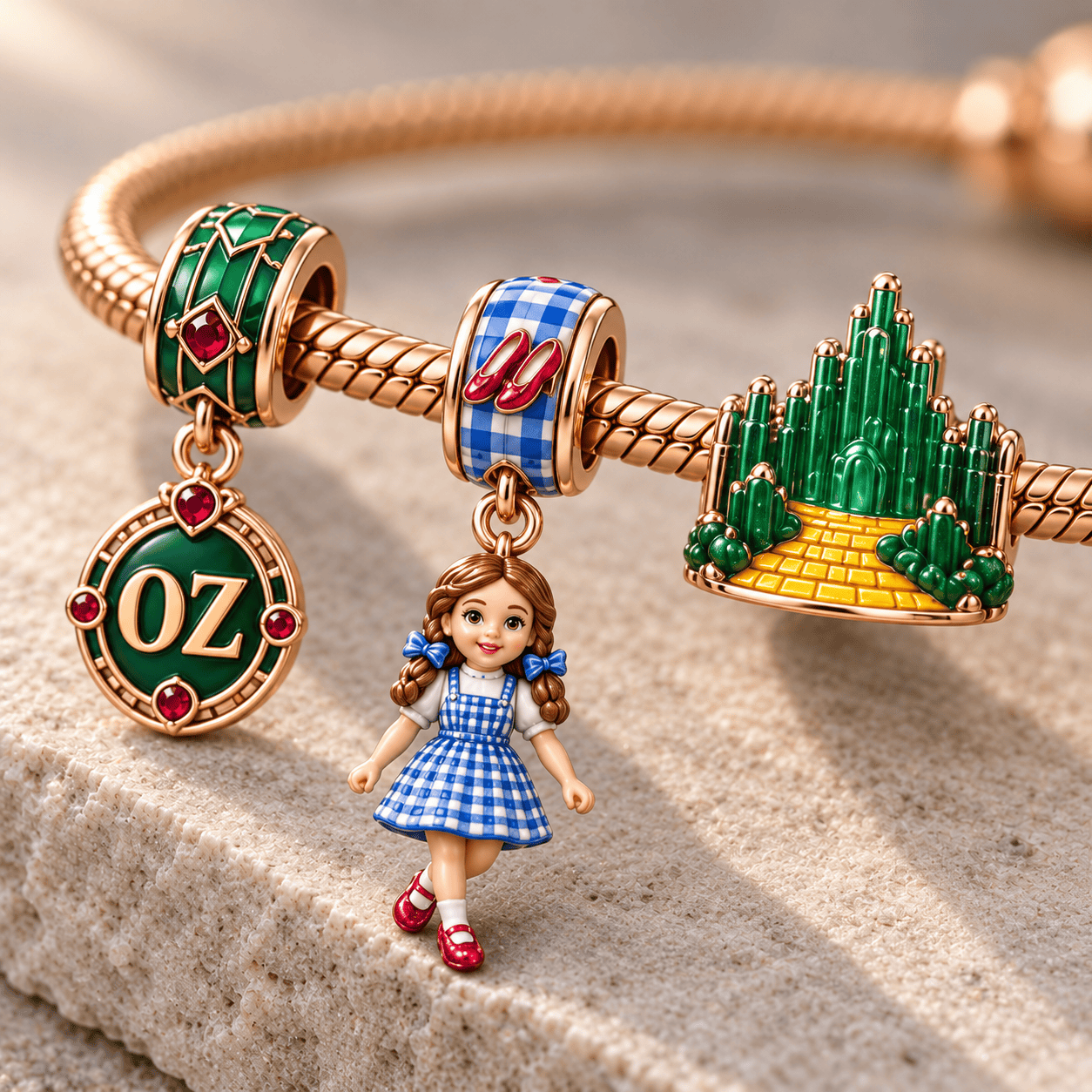 TWOZ Rose Gold Charm Bracelet Set HQH
