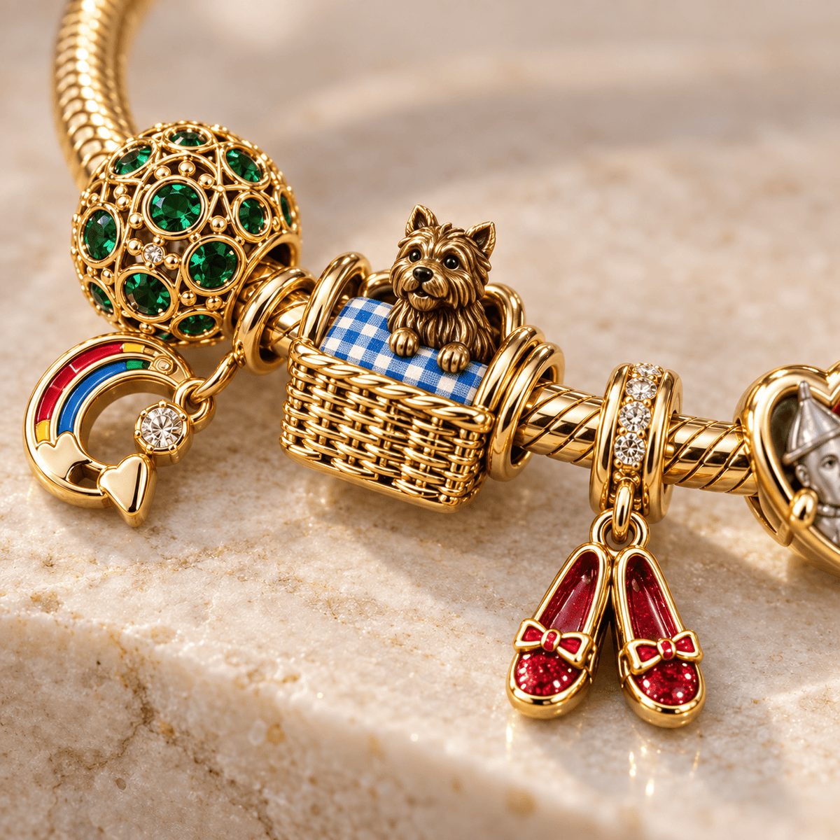 TWOZ Gold Charm Bracelet Set PTKL