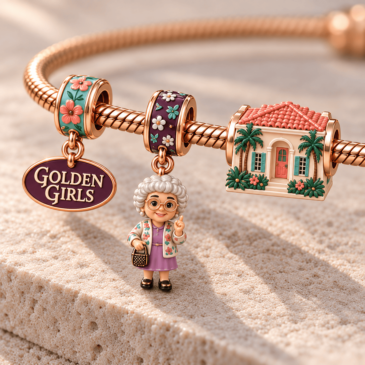 TGG Rose Gold Charm Bracelet Set HQH