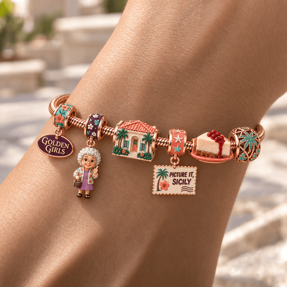 TGG Rose Gold Charm Bracelet Set HQH