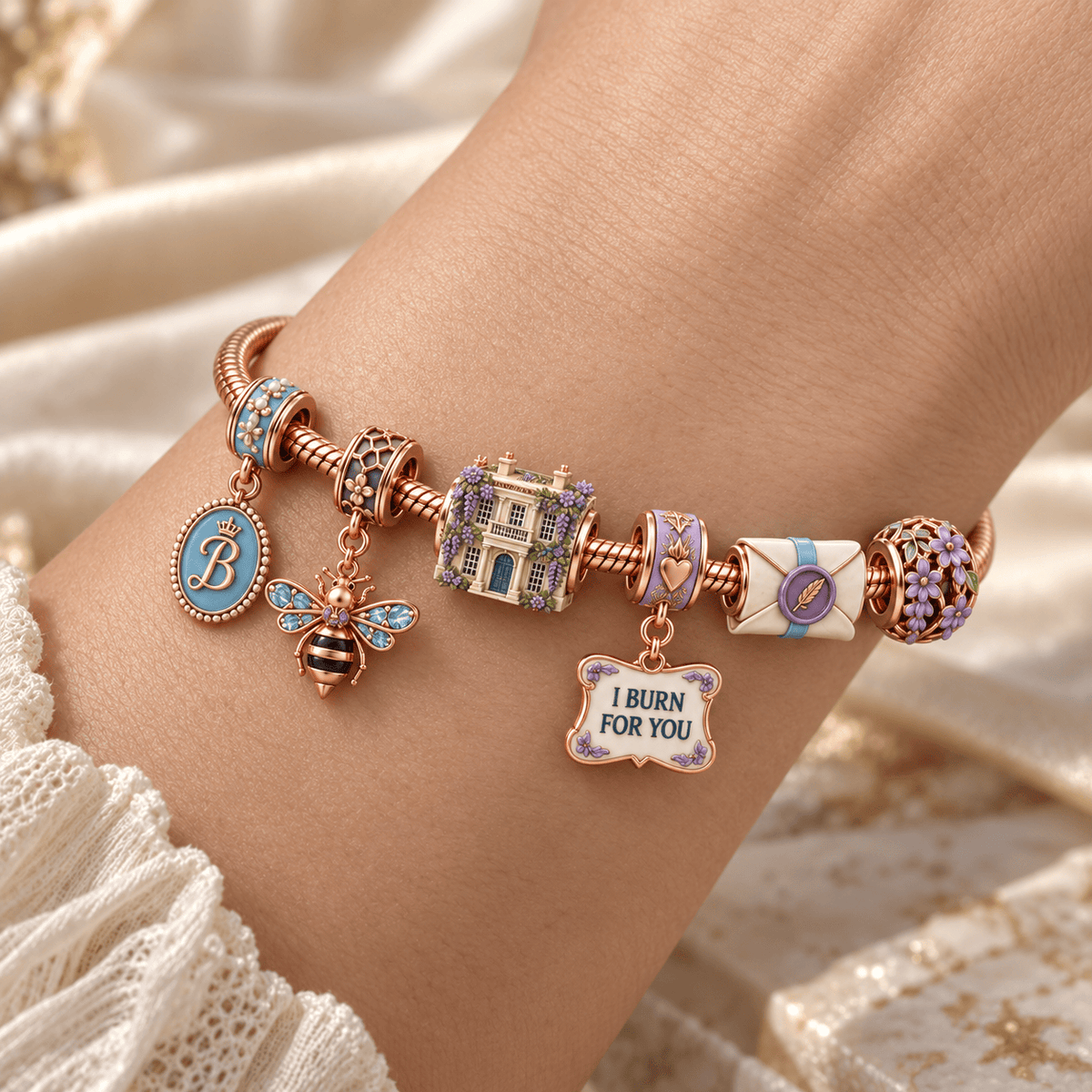 BGT Rose Gold Charm Bracelet Set HQH