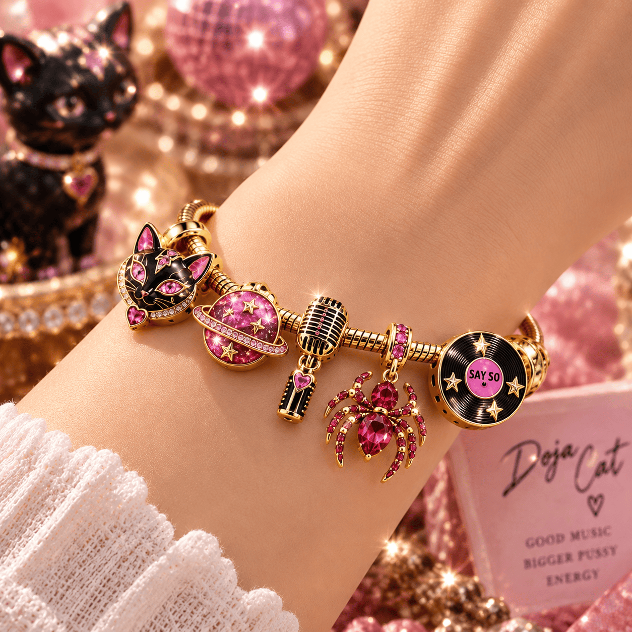 DJC Gold Charm Bracelet Set TTN