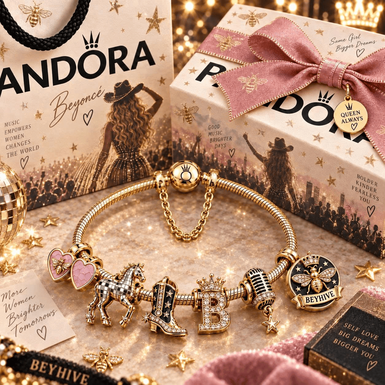 BYC Gold Charm Bracelet Set TTN