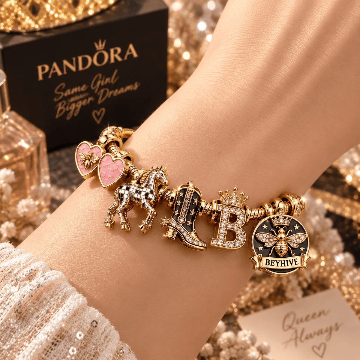 BYC Gold Charm Bracelet Set TTN