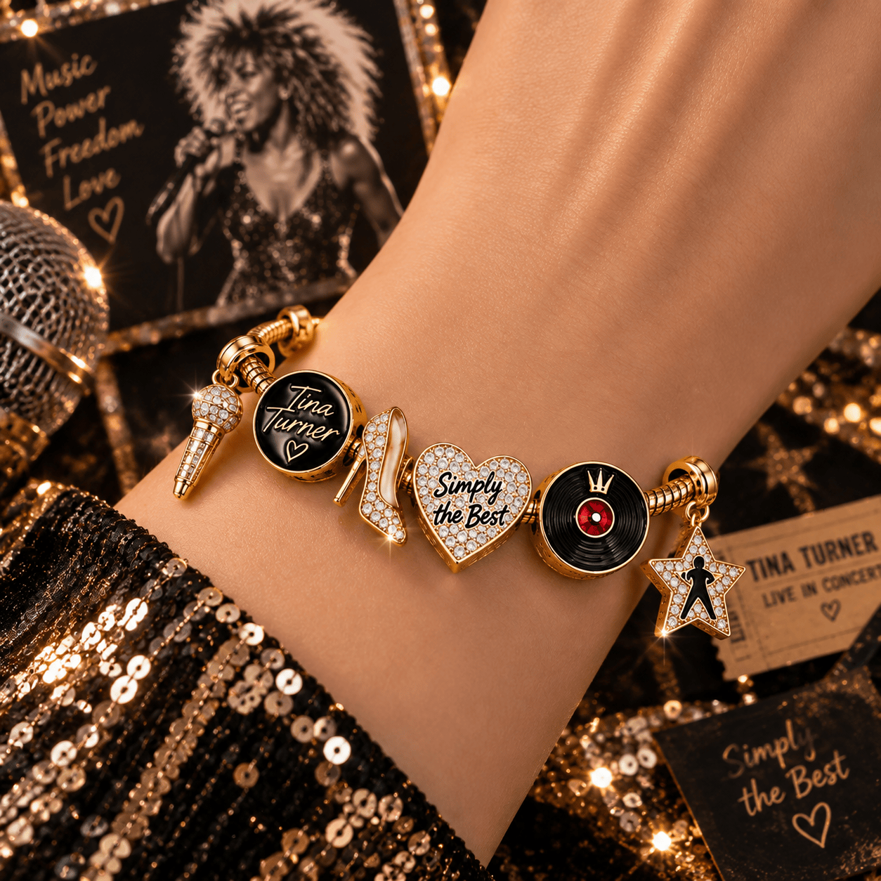 TNTN Gold Charm Bracelet Set PTT