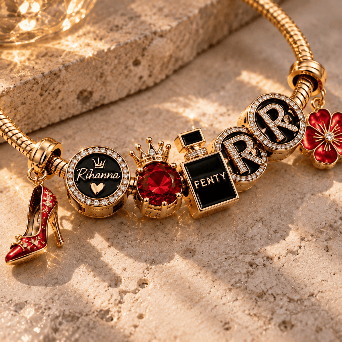 RHN Gold Charm Bracelet Set PTT