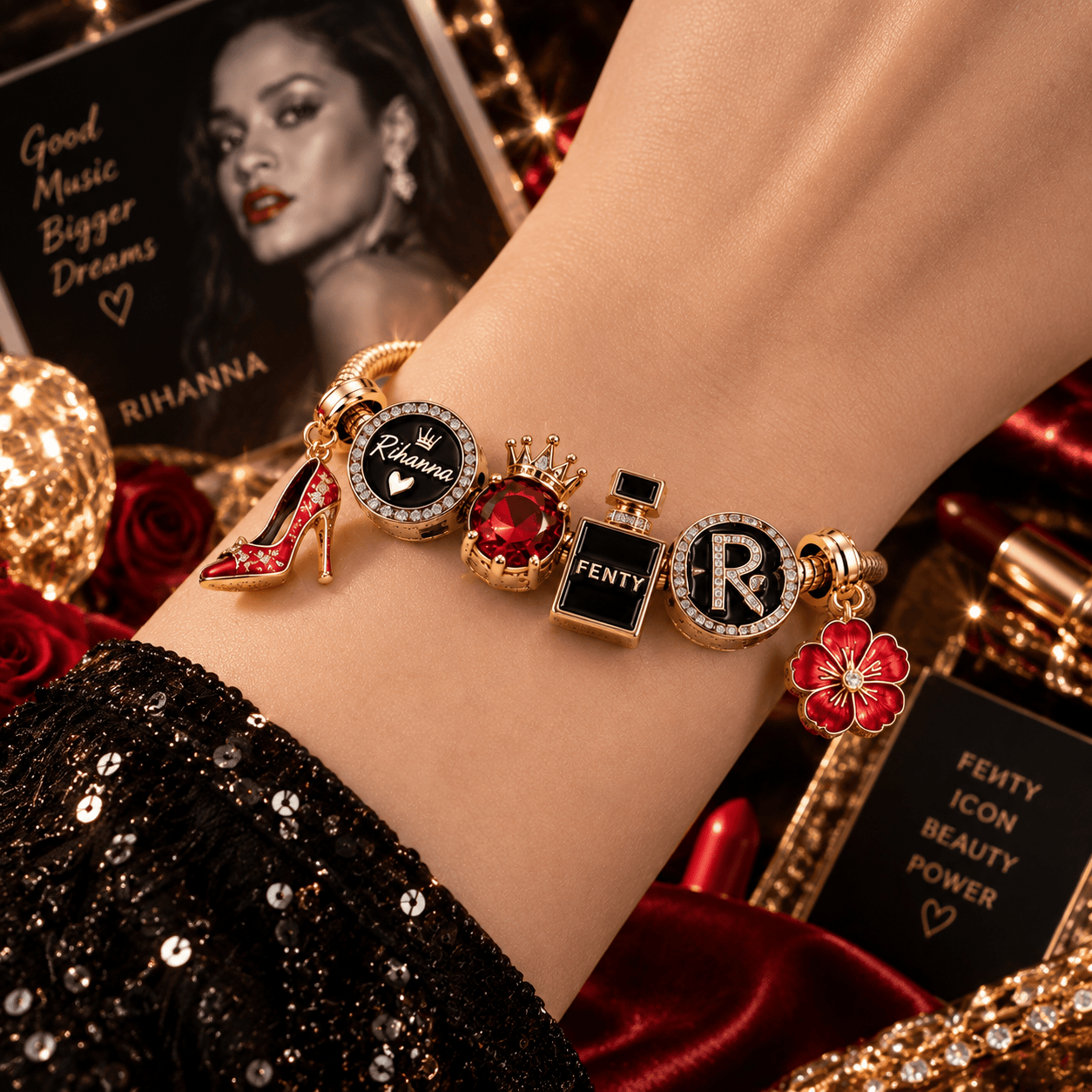 RHN Gold Charm Bracelet Set PTT