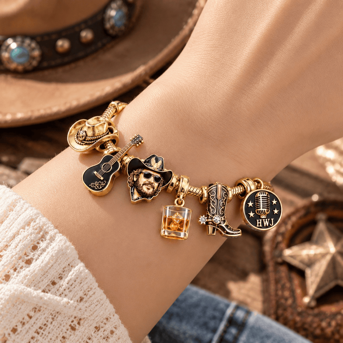 HWJ Gold Charm Bracelet Set TTN