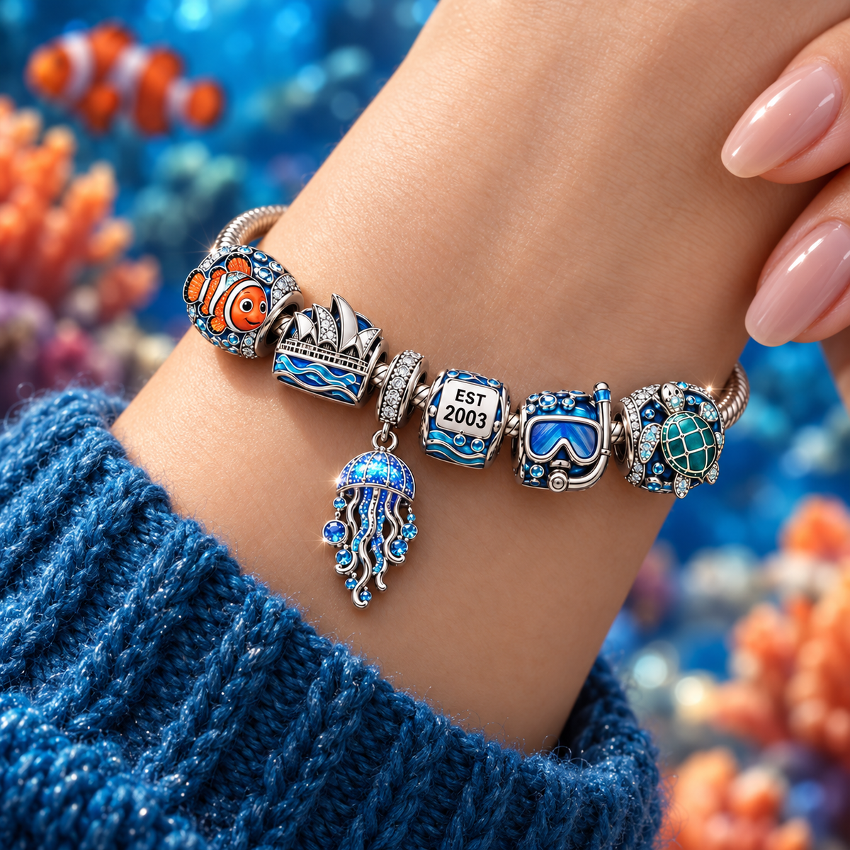 FDNM Sliver Charm Bracelet Set VTH