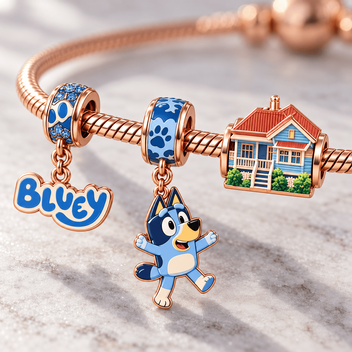 BLU Rose Gold Charm Bracelet Set HQH