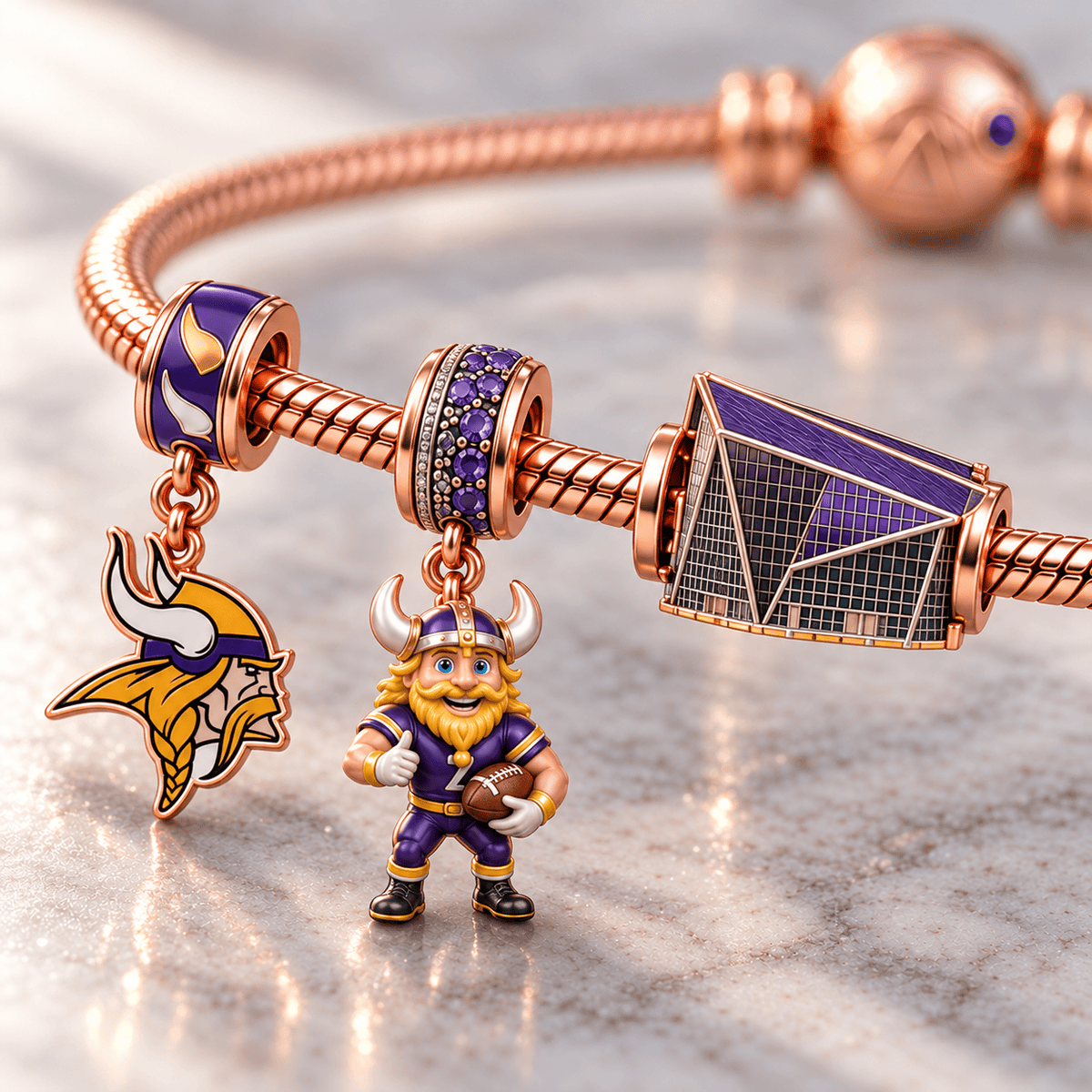 MNV Rose Gold Charm Bracelet Set HQH
