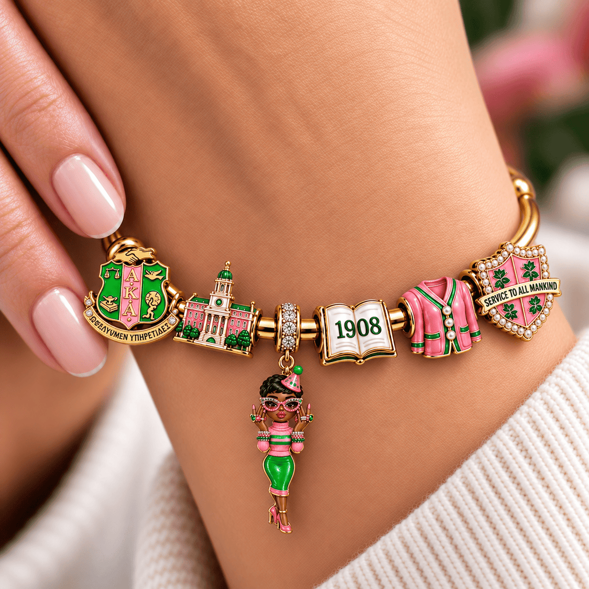 AKA Silver Charm Bracelet Set NTVA