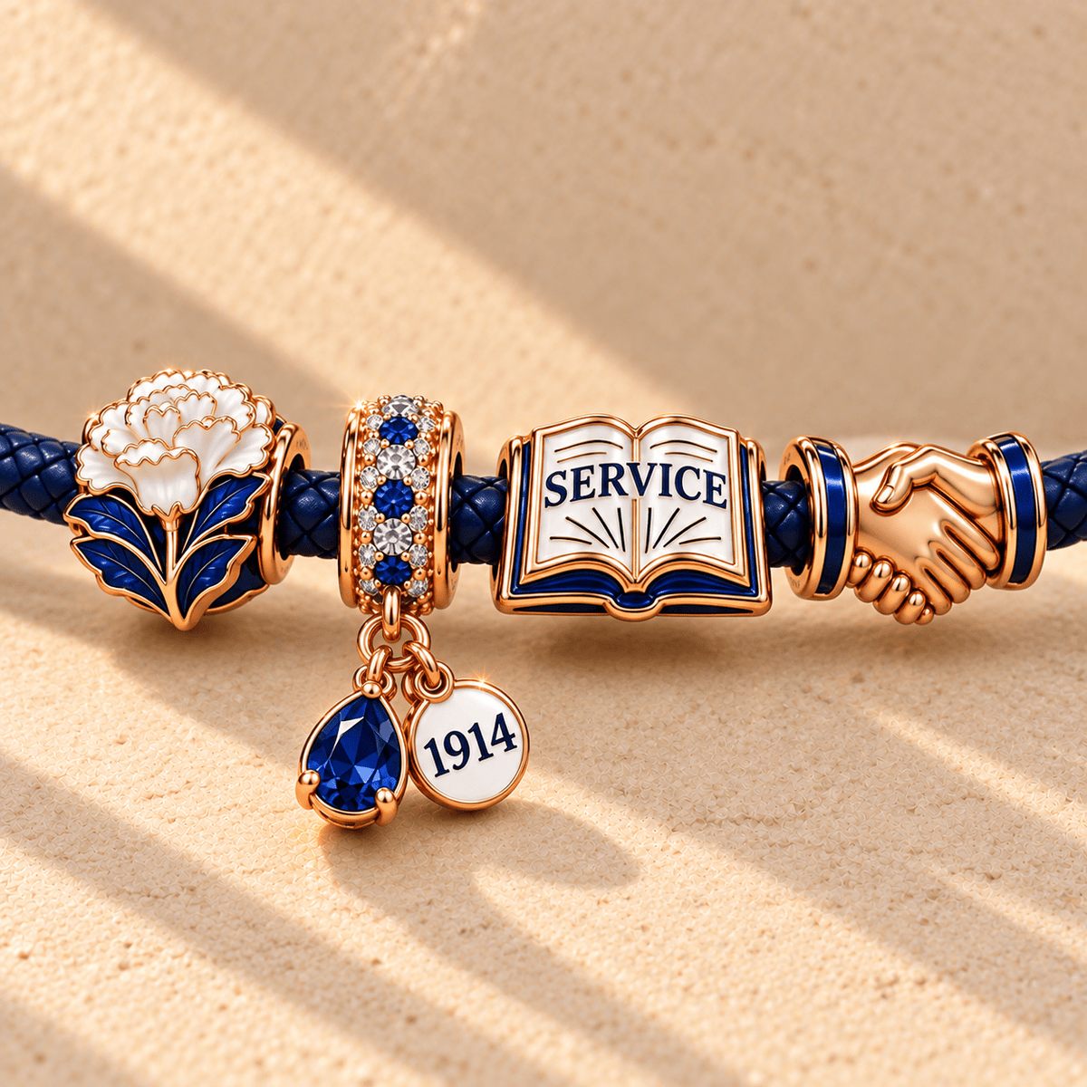 PBTS Braided Leather Charm Bracelet Set NHVH