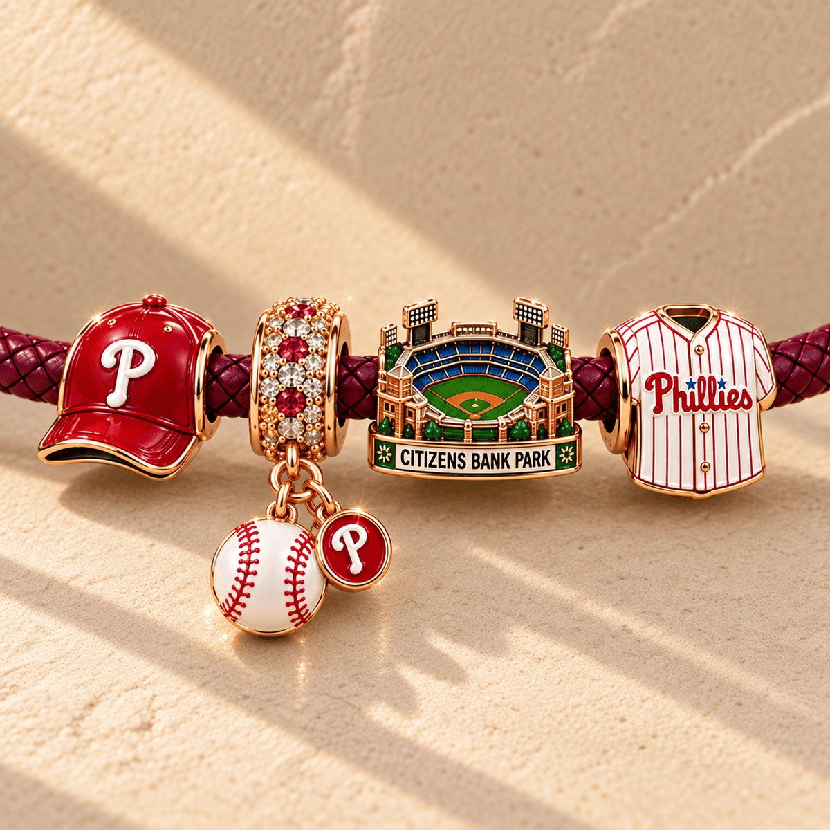 PPP Braided Leather Charm Bracelet Set NHVH