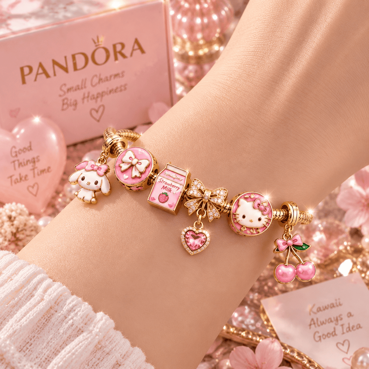KAWAII Gold Charm Bracelet Set TTN
