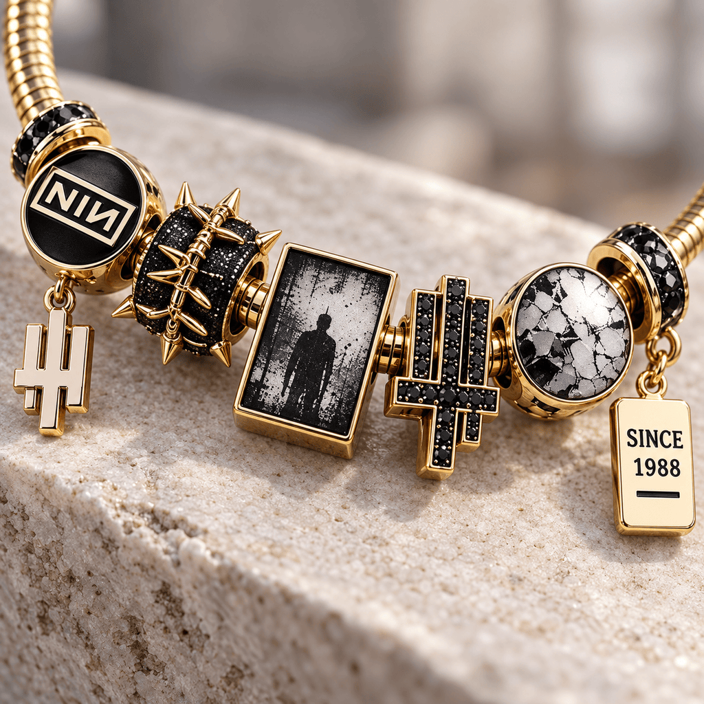 NIN Gold Charm Bracelet Set PTT