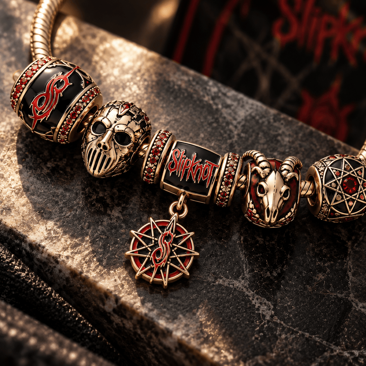 SLK Gold Charm Bracelet Set PTT