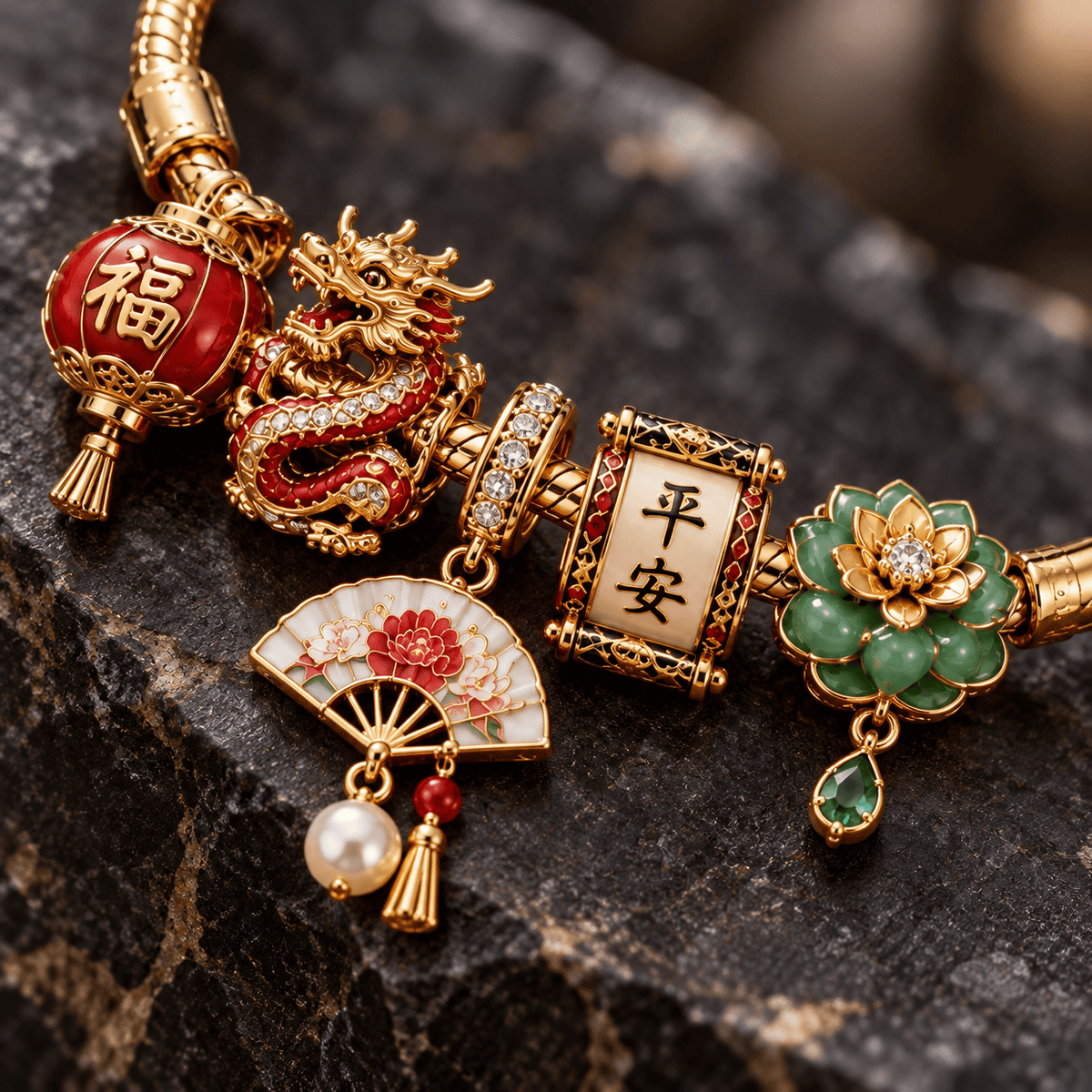 CHCHG Gold Charm Bracelet Set PTT