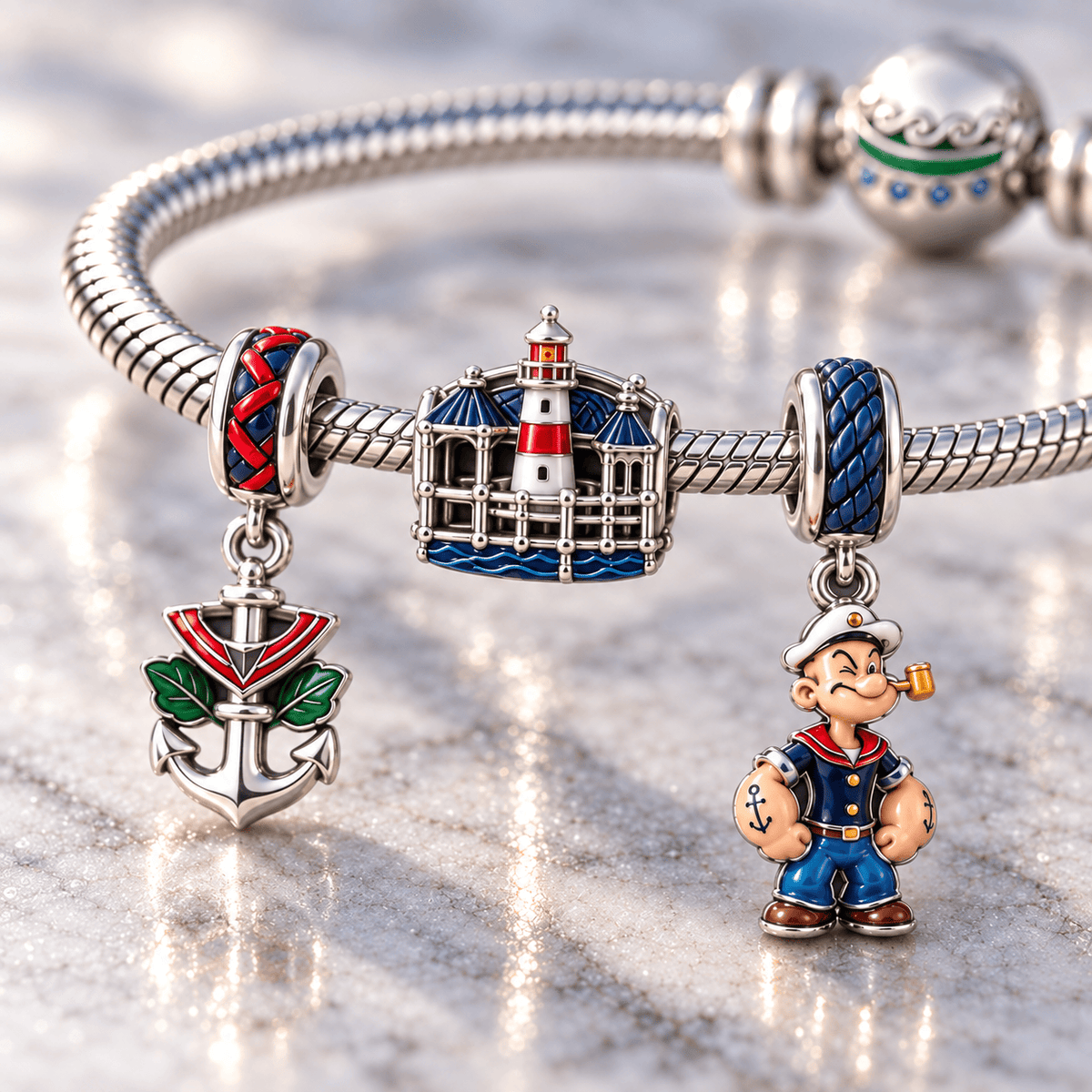 POPE Silver Charm Bracelet Set HQH